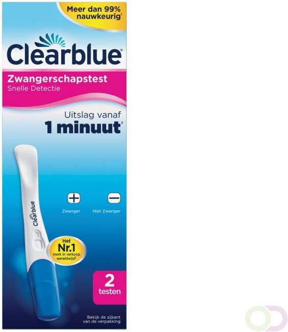 Clearblue Zwangerschapstest Snelle Detectie Uitslag Binnen ÃÃ©n Minuut 2 Testen